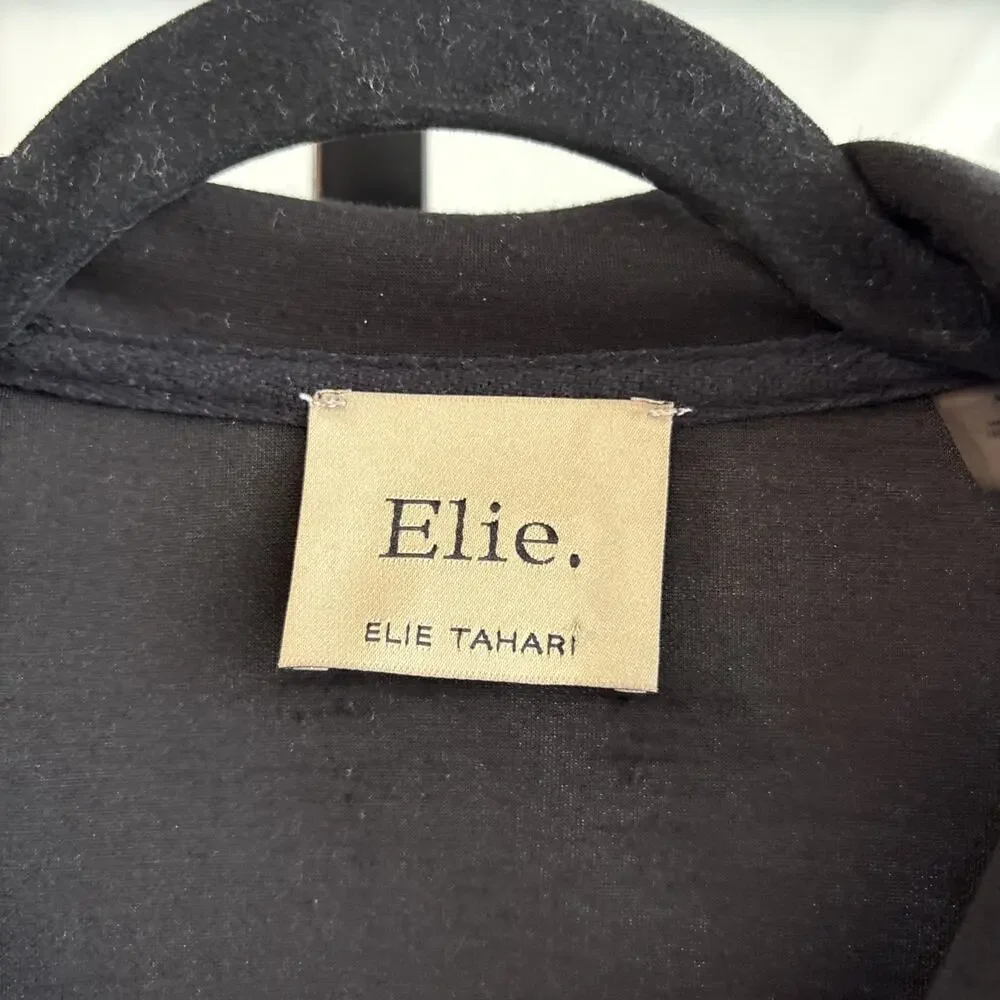 Women’s Elie Tahari Cropped Oversize Black Blouse Size Medium